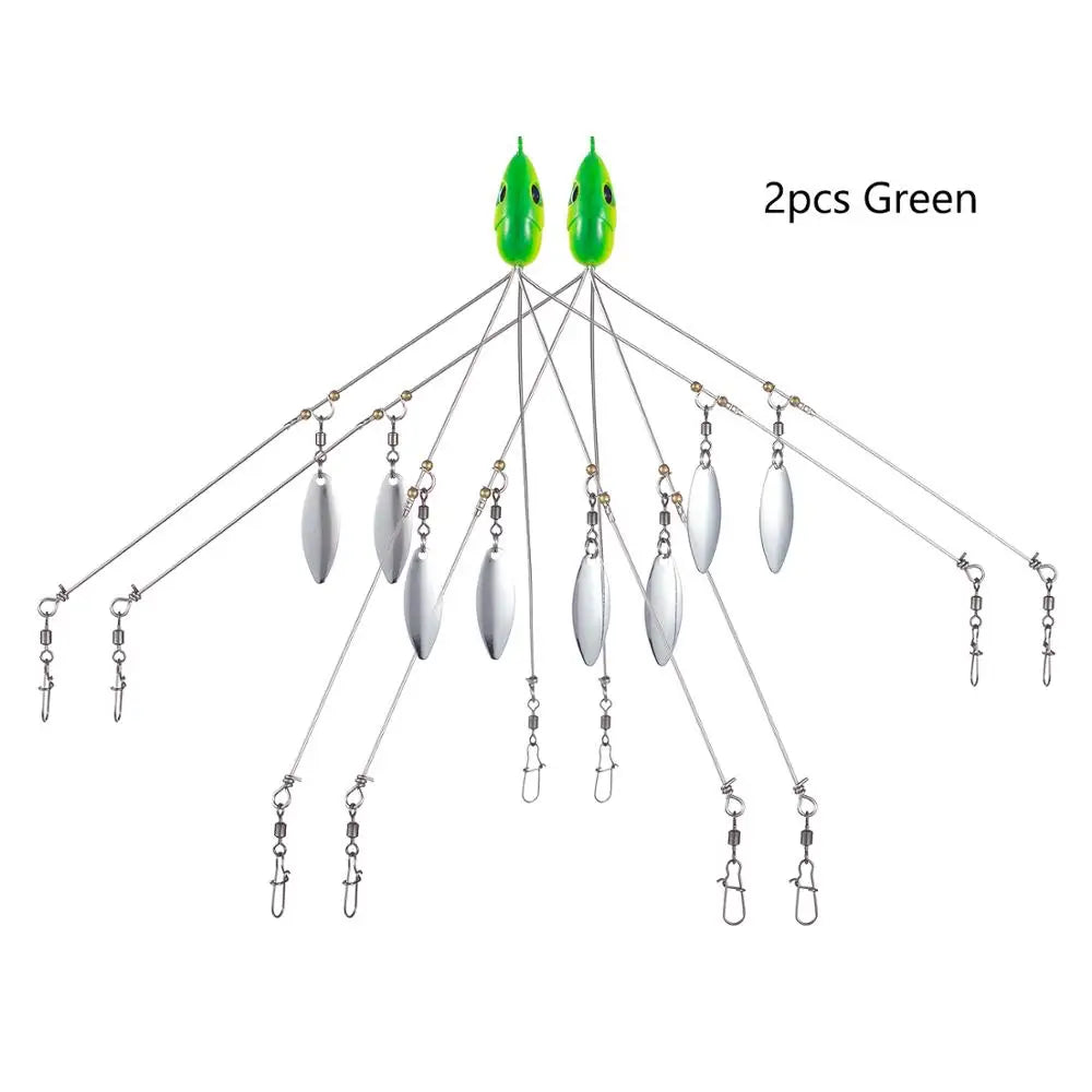 Bassdash Umbrella Fishing lure Rig 5 Arms Alabama Rig Head Swimming Bait Bass Fishing Group Lure Snap Swivel Spinner , 18g