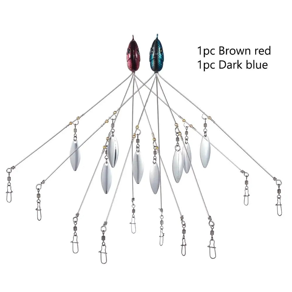Bassdash Umbrella Fishing lure Rig 5 Arms Alabama Rig Head Swimming Bait Bass Fishing Group Lure Snap Swivel Spinner , 18g