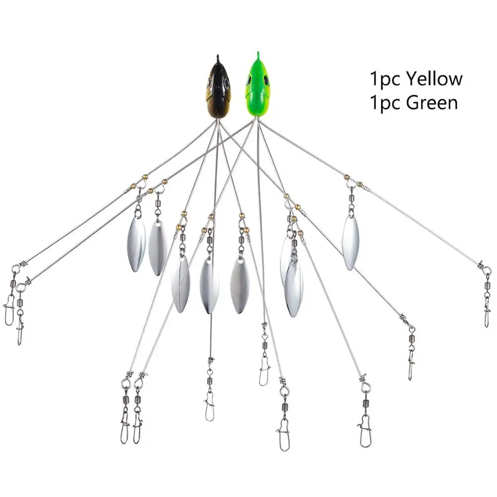 Bassdash Umbrella Fishing lure Rig 5 Arms Alabama Rig Head Swimming Bait Bass Fishing Group Lure Snap Swivel Spinner , 18g