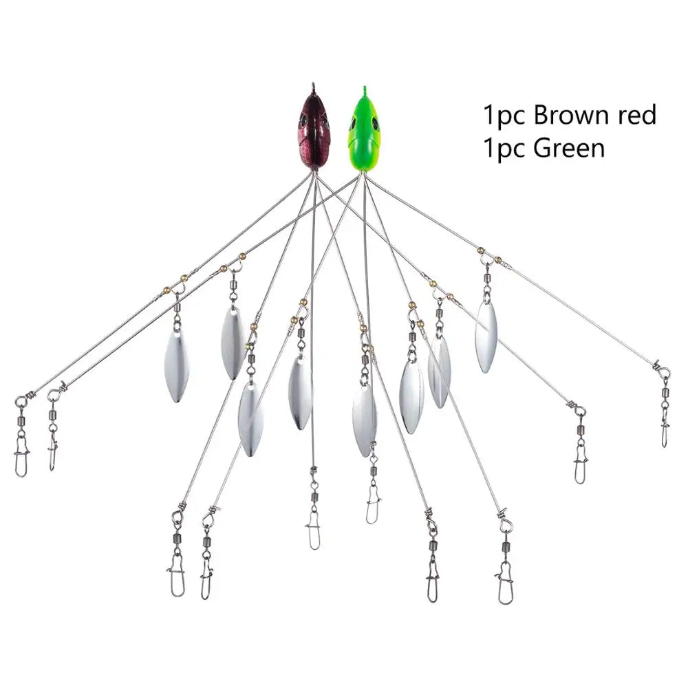 Bassdash Umbrella Fishing lure Rig 5 Arms Alabama Rig Head Swimming Bait Bass Fishing Group Lure Snap Swivel Spinner , 18g