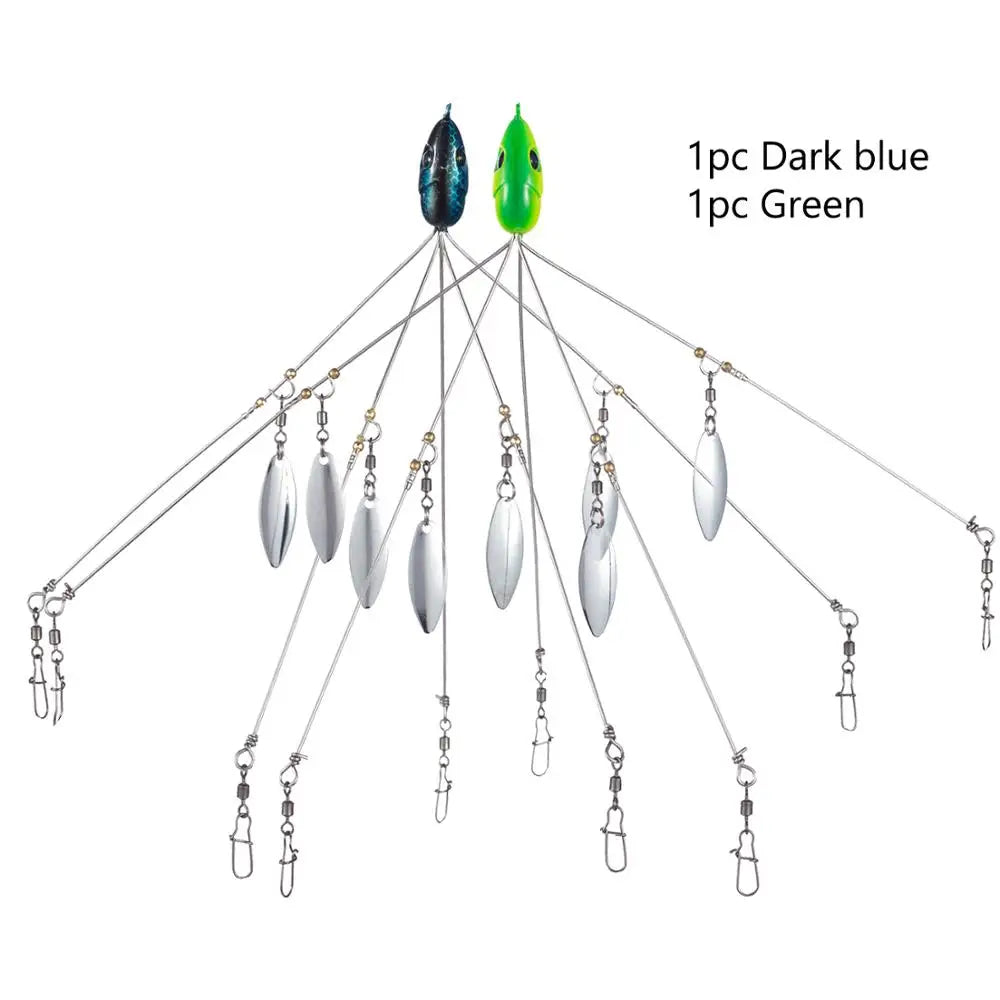 Bassdash Umbrella Fishing lure Rig 5 Arms Alabama Rig Head Swimming Bait Bass Fishing Group Lure Snap Swivel Spinner , 18g