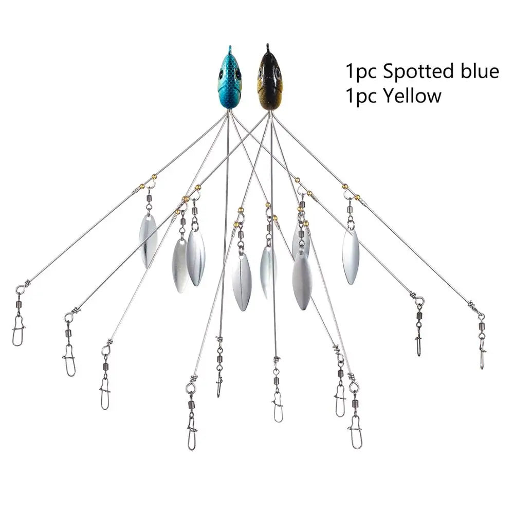 Bassdash Umbrella Fishing lure Rig 5 Arms Alabama Rig Head Swimming Bait Bass Fishing Group Lure Snap Swivel Spinner , 18g