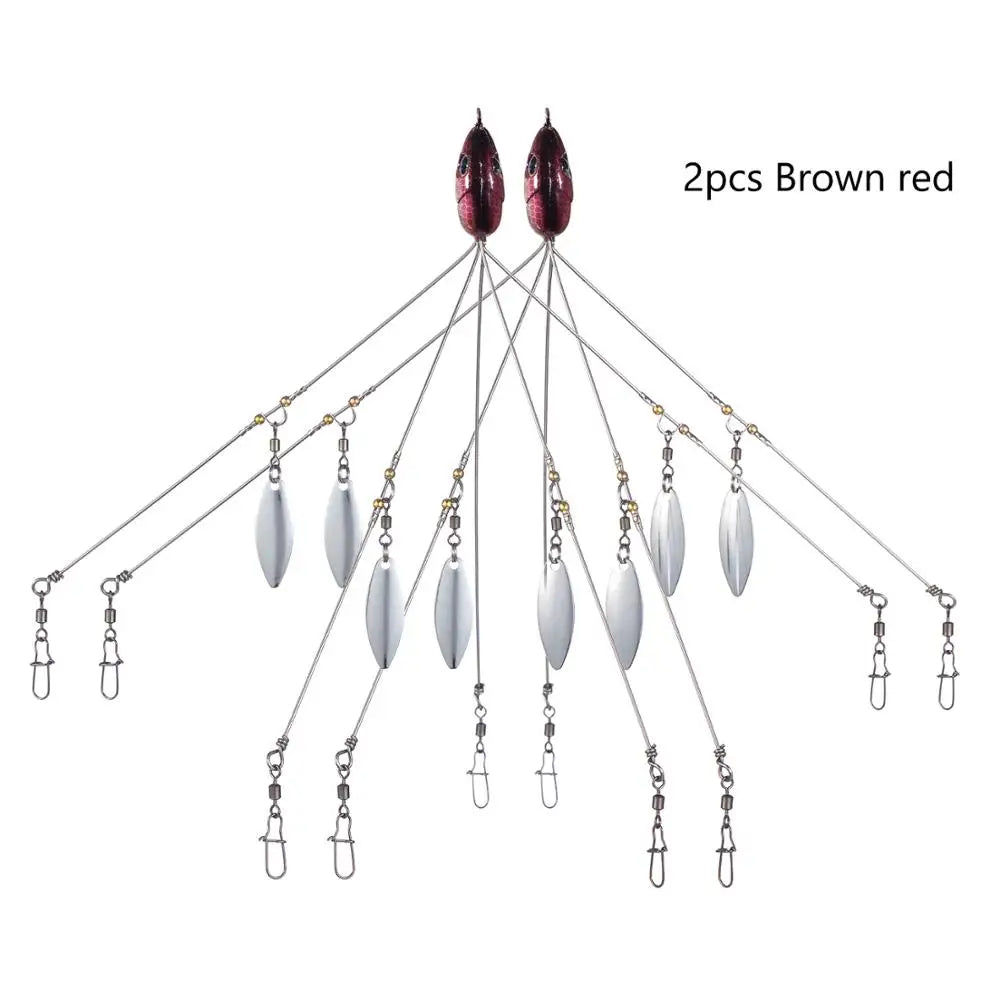 Bassdash Umbrella Fishing lure Rig 5 Arms Alabama Rig Head Swimming Bait Bass Fishing Group Lure Snap Swivel Spinner , 18g