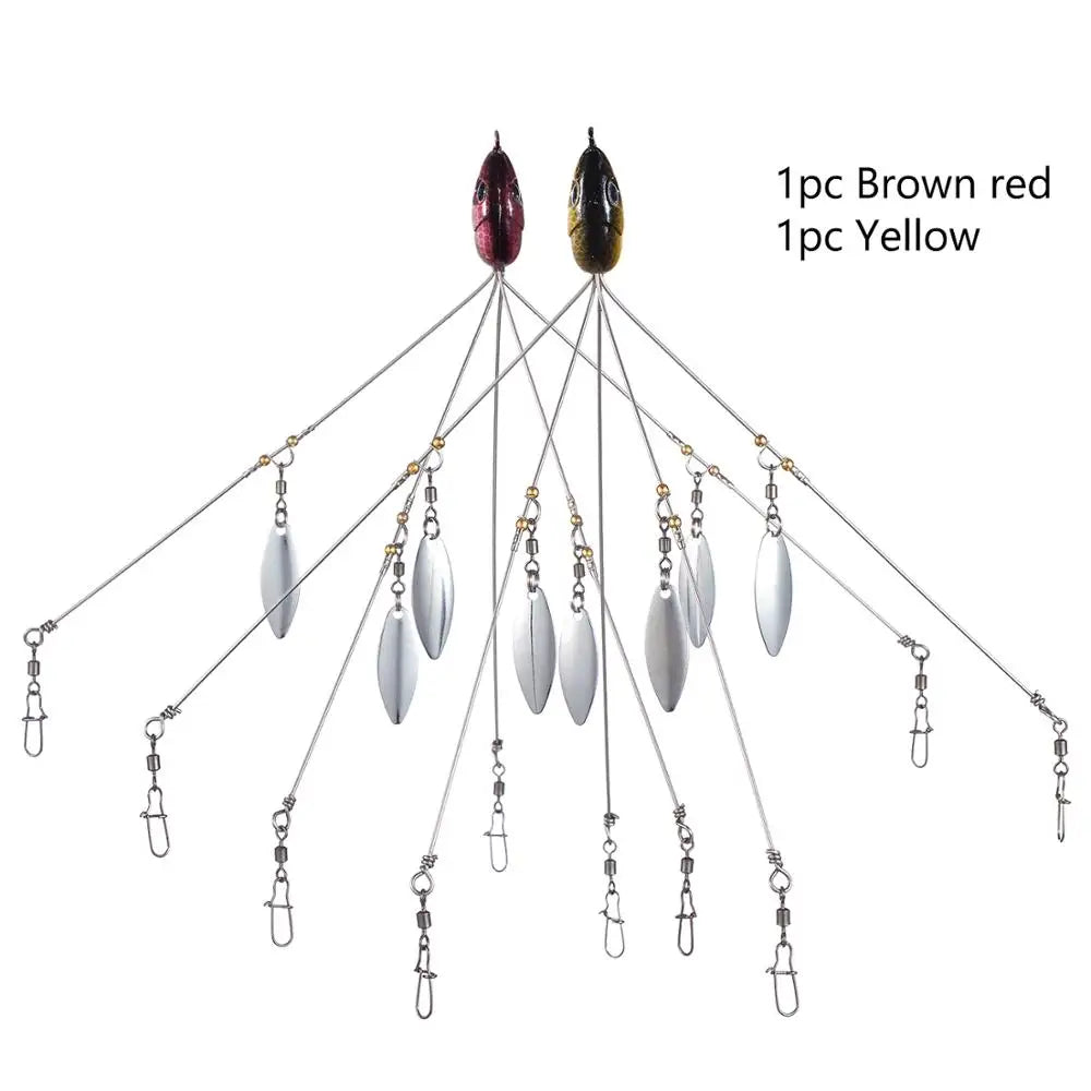 Bassdash Umbrella Fishing lure Rig 5 Arms Alabama Rig Head Swimming Bait Bass Fishing Group Lure Snap Swivel Spinner , 18g