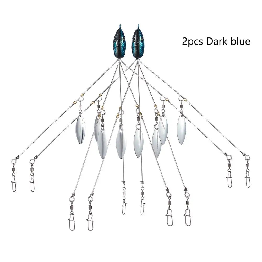 Bassdash Umbrella Fishing lure Rig 5 Arms Alabama Rig Head Swimming Bait Bass Fishing Group Lure Snap Swivel Spinner , 18g