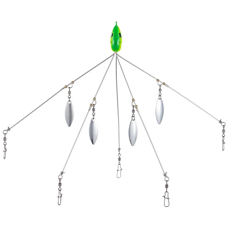 Bassdash Umbrella Fishing lure Rig 5 Arms Alabama Rig Head Swimming Bait Bass Fishing Group Lure Snap Swivel Spinner , 18g
