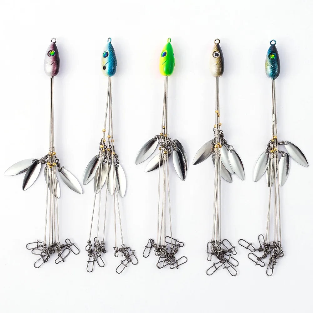 Bassdash Umbrella Fishing lure Rig 5 Arms Alabama Rig Head Swimming Bait Bass Fishing Group Lure Snap Swivel Spinner , 18g