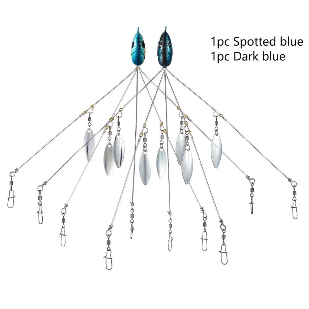 Bassdash Umbrella Fishing lure Rig 5 Arms Alabama Rig Head Swimming Bait Bass Fishing Group Lure Snap Swivel Spinner , 18g