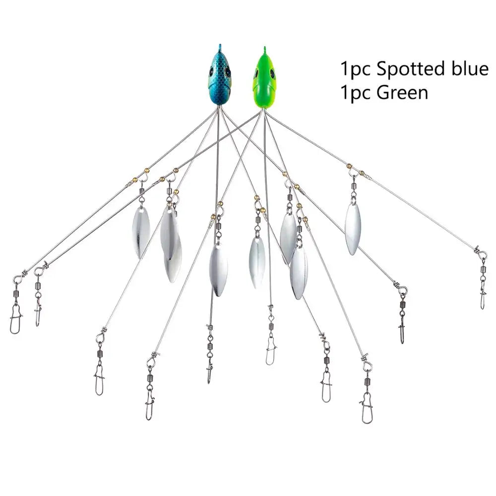 Bassdash Umbrella Fishing lure Rig 5 Arms Alabama Rig Head Swimming Bait Bass Fishing Group Lure Snap Swivel Spinner , 18g