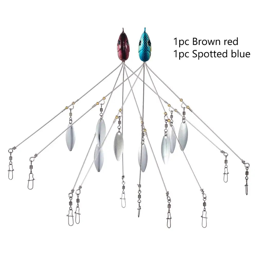 Bassdash Umbrella Fishing lure Rig 5 Arms Alabama Rig Head Swimming Bait Bass Fishing Group Lure Snap Swivel Spinner , 18g