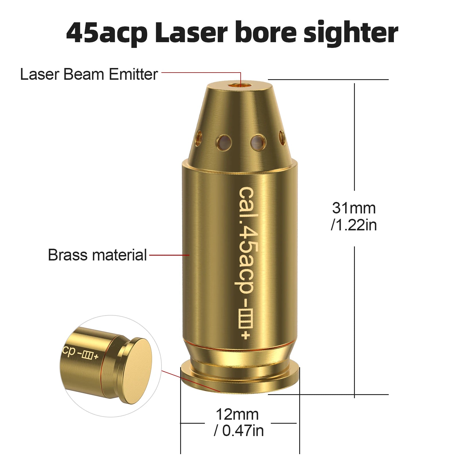 45ACP Red Laser Calibration Tool - Hunting Accessories Training Shooting Calibrator.