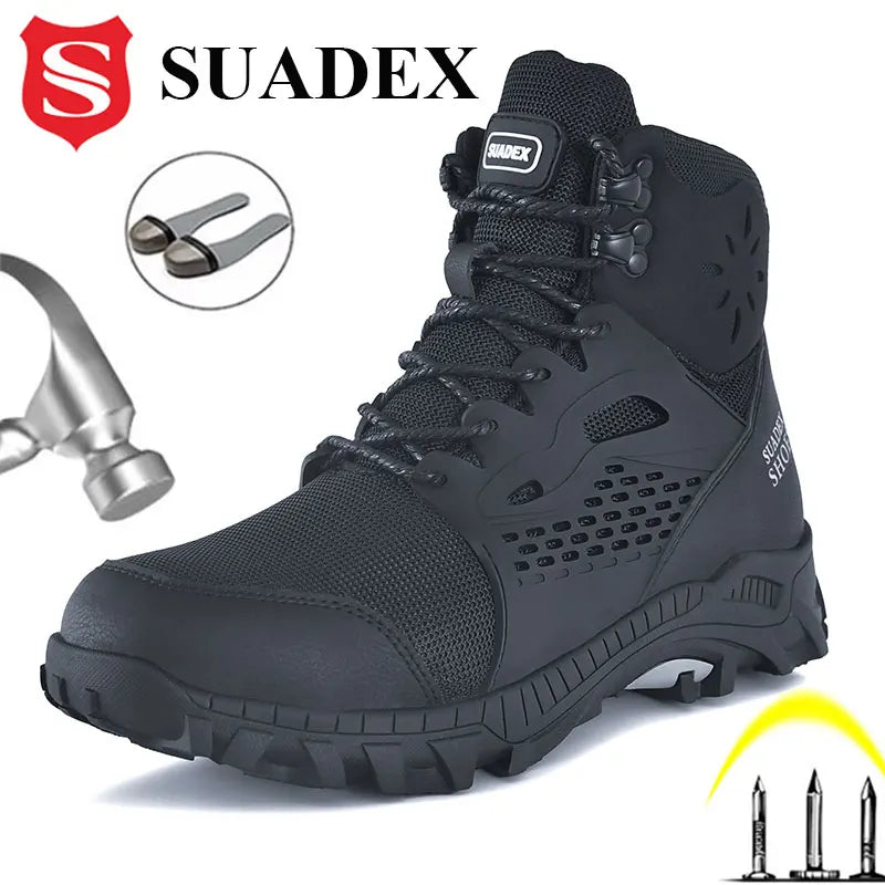 SUADEX S1  Anti-Smashing Steel Toe Work Safety  Male Female Boots Anti-slippery EUR Size 37-48