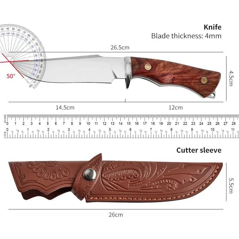 High-hardness portable outdoor straight knife: multi-purpose for camping and tactical hunting.