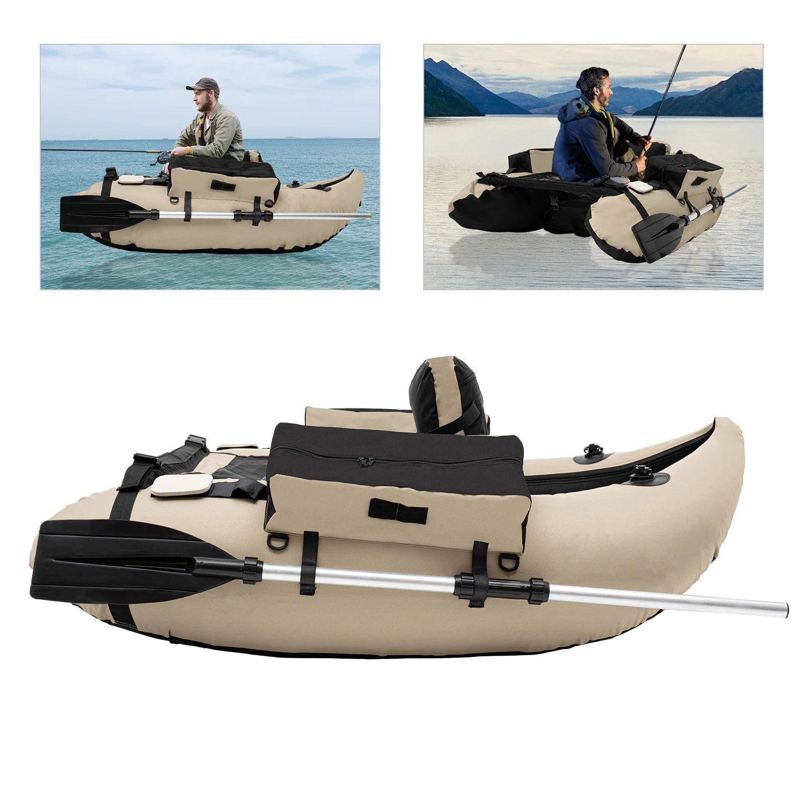 Outdoor Inflatable Fishing Boat with Adjustable Backrest