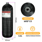 TUXING 4500Psi 300Bar 6.8L Carbon Fiber Cylinder High Pressure Air Tank HPA Fill Station Regulating Valve Scuba Diving M18*1.5 and airgun filling