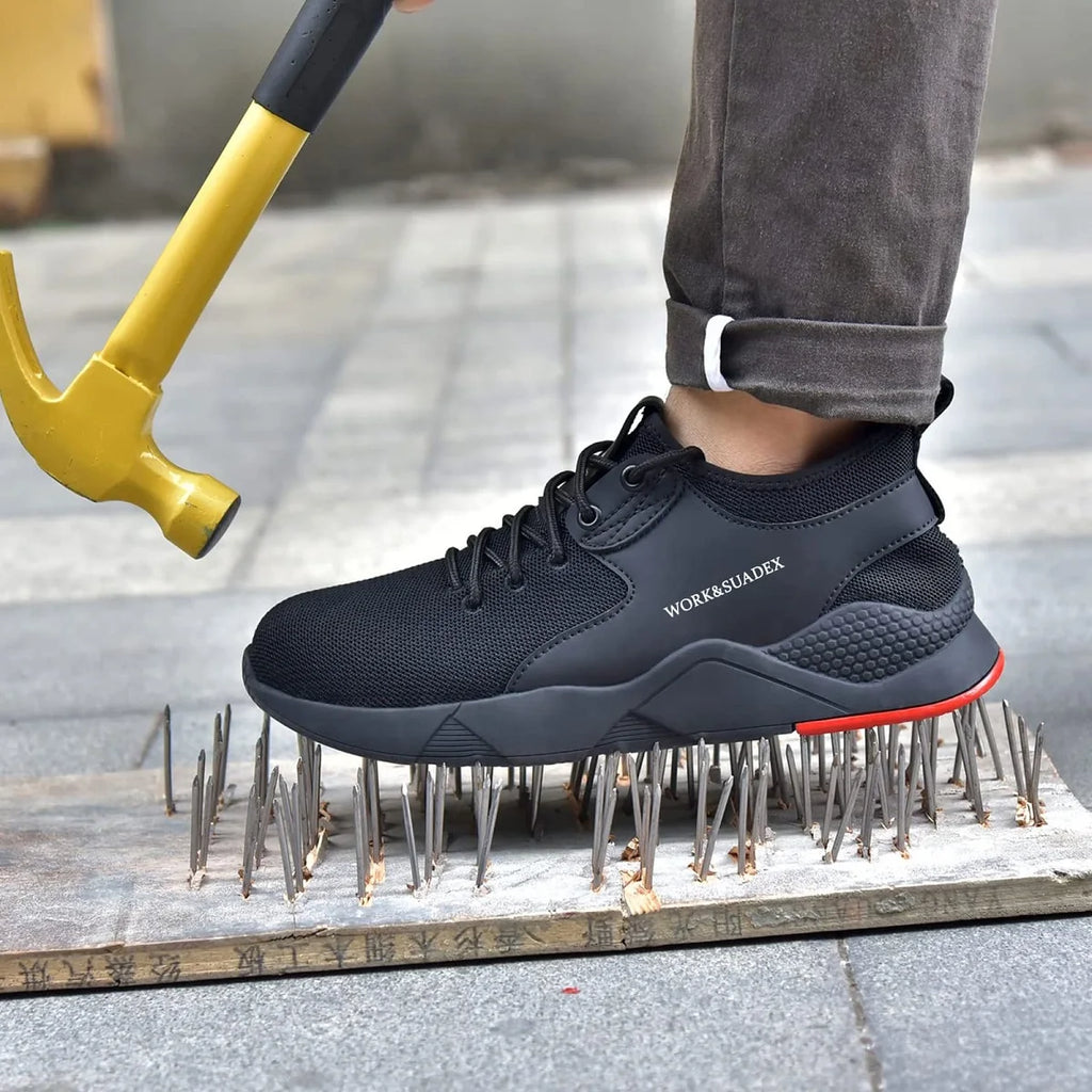 SUADEX Men Work Safety Shoes Steel Toe Cap Anti-Smashing Puncture Proof  Non-Slip Breathable Work Shoes
