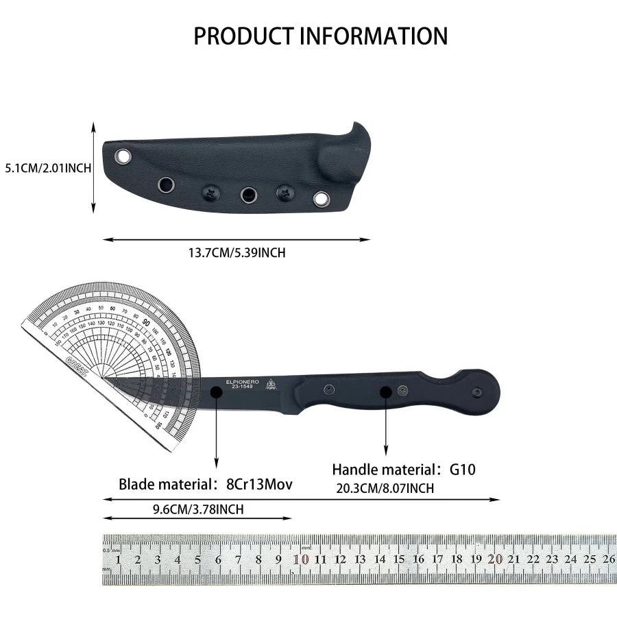 Fixed Blade knife G-10 Handles  Kydex Sheath Outdoor Hunting Survival Knife hiking self defense Tactical EDC Knife