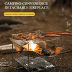 Camping Folding Campfire Grill Stainless Steel Firewood Stove Mini BBQ Rack Outdoor Fire Pit Portable Wood Stove Burner For Camp