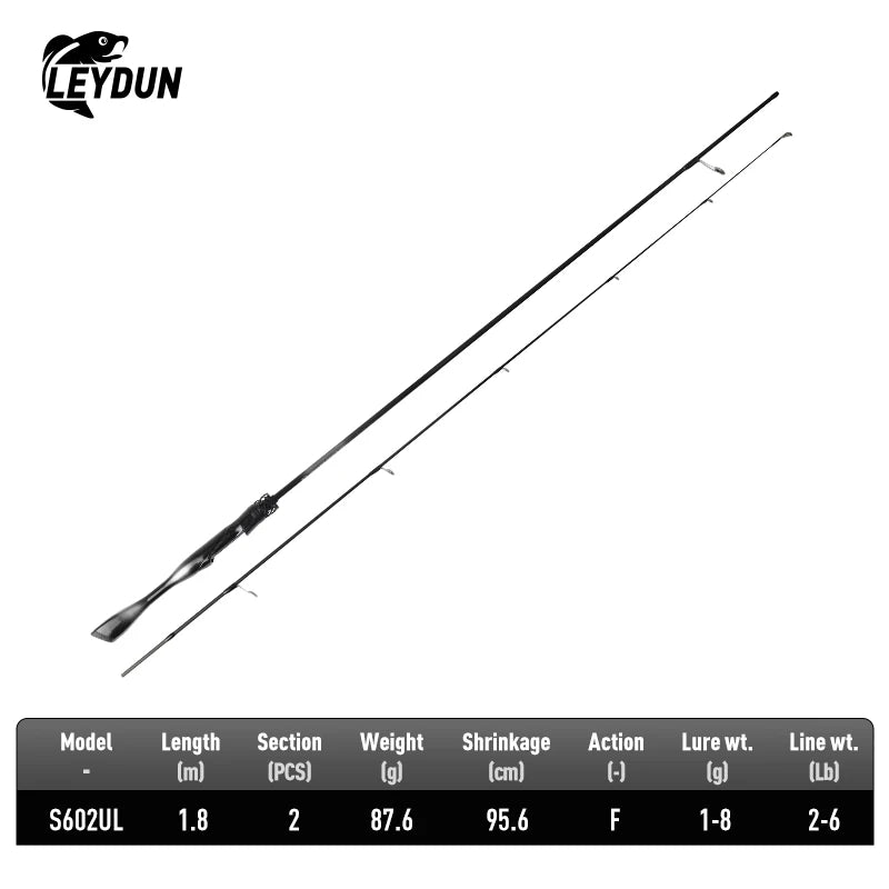 LEYDUN Black Creek Fishing Rod 2 Section Spinning Casting 1.5/1.68/1.8m Travel Rod Baitcasting Ultralight Carbon Fiber Rod