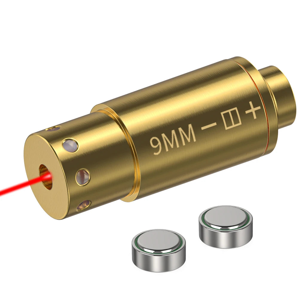 9MM Optics Cartridge Red Dot Laser Bore Brass 9MM Bore Boresighter For Pistol Rifle Scope Hunting Accessories 6 battery