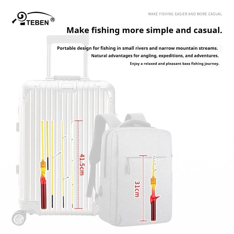 TEBEN DC Drum Reel Combo Left Hand 150/165CM Casting Rod Ready to Fish Full Set