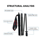 Local+ 2PCs Trekking Poles Carbon Fiber 115g Ultra-Light Hiking Poles Camping Stick Foldable Walking Cane
