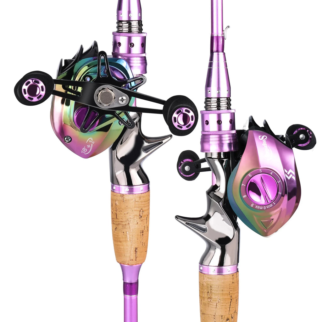 Sougayilang 2.1m Fishing Rod and Reel Combo 18+1BB High Speed 4 Section 7.2:1 Ultralight Carbon Fiber Casting Rod Fishing Kits