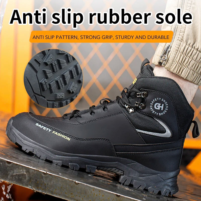 Men Steel Toe Work Shoes Anti-smash Anti-puncture Indestructible Shoes Protective Security Footwear Boots