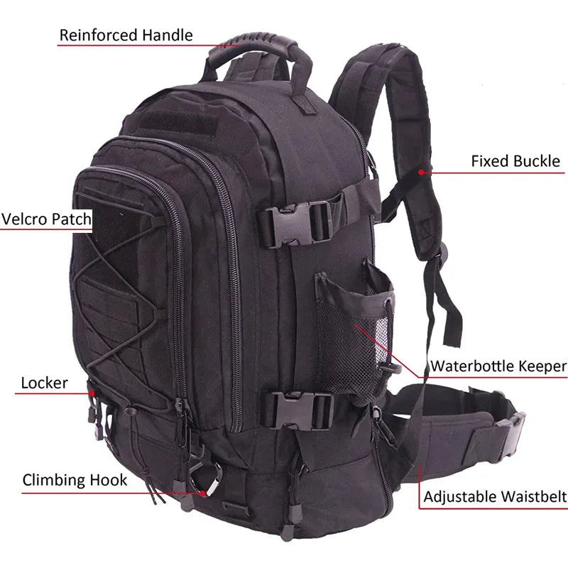 60L Military Tactical Backpack Army   Rucksack Outdoor Travel Hiking  Camping Hunting