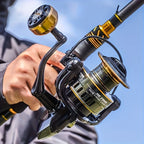 Spinning reels with metal spool and metal rocker arm, 5.2:1 gear ratio, suitable for both freshwater and saltwater fishing.