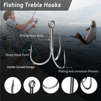 9KM Fishing Treble Hooks High Carbon Steel Brabed Triple Hook Fishing Hooks on Hard Lures Saltwater Fishing