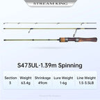 STREAM KING  Spinning Fishing Rod  61.9g Ultralight Casting Carbon Rods MF Action UL L power  Fishing Tackle Travel Rod