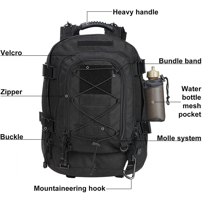 60L Military Tactical Backpack Army   Rucksack Outdoor Travel Hiking  Camping Hunting