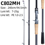 FISHINGFANS Casting Spinning Fishing Rod 2.4m 2.7m 3.0m Carbon Fiber Rod Pole 18-60g Lure weight M MH H Power Fishing Rod