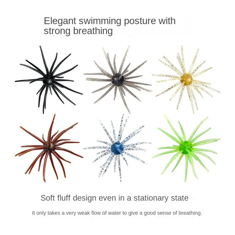 2PCS Dice Fishing Sea Urchin Lures 2.8g 8.7g Silicone Worm   Lure Handmade Artificial Tackle.