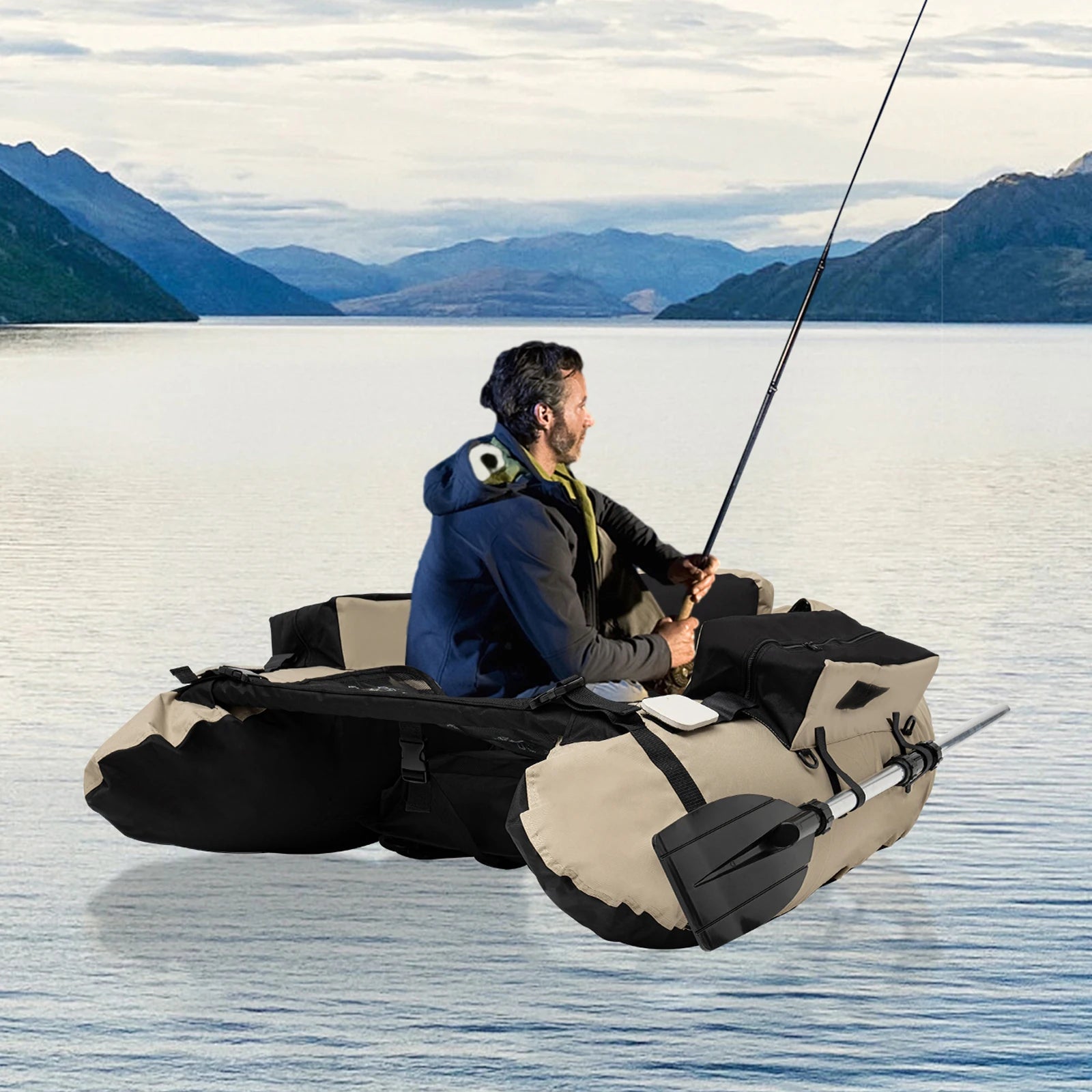 Outdoor Inflatable Fishing Boat with Adjustable Backrest