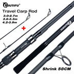 BIUTIFU 2Tips  Fishing Rod 3.5lb 7Sections 4.2/3.6/3.0m 30t Carbon Fiber  Throwing 60-150m Shore Casting Spinning Pole