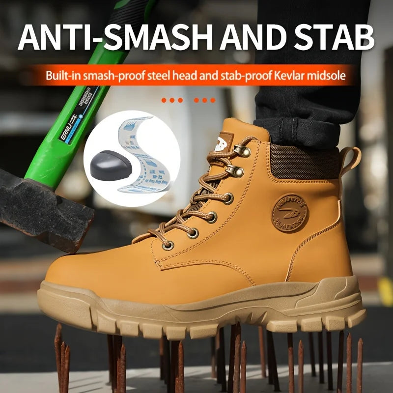 Mens Puncture-Proof Steel Toe Safety Boots Oil & Slip-Resistant Industrial  Outdoor Work Shoes