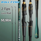 ROLLFISH 2 Tips M/MH Fishing Rod Carbon Fiber Casting & Spinning Rod for Freshwater & Saltwater, High Sensitivity Bass Rod