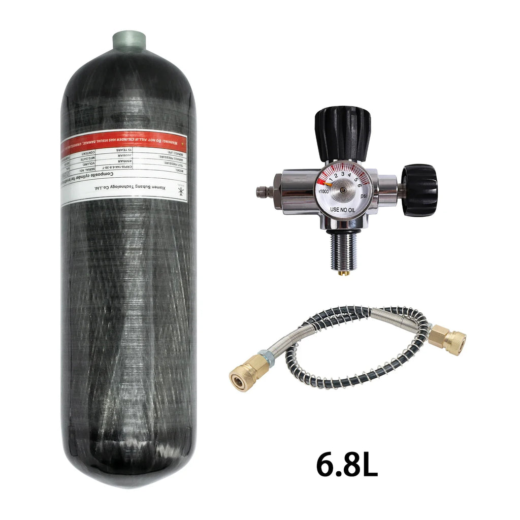 TUXING 4500Psi 300Bar 6.8L Carbon Fiber Cylinder High Pressure Air Tank HPA Fill Station Regulating Valve Scuba Diving M18*1.5 and airgun filling