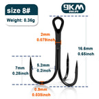 9KM Fishing Treble Hooks High Carbon Steel Brabed Triple Hook Fishing Hooks on Hard Lures Saltwater Fishing