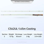 STREAM KING  Spinning Fishing Rod  61.9g Ultralight Casting Carbon Rods MF Action UL L power  Fishing Tackle Travel Rod