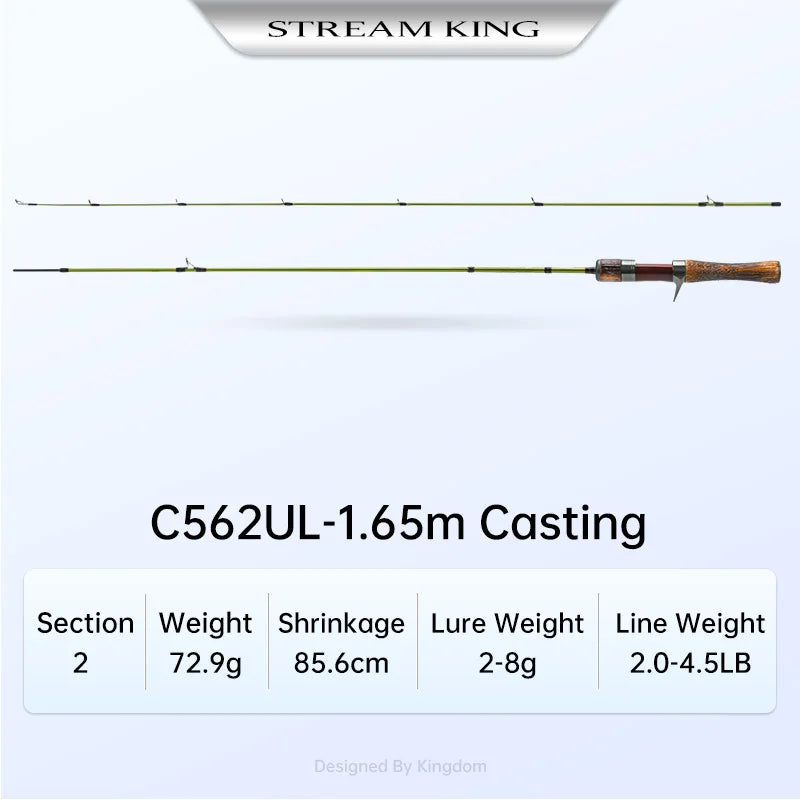 STREAM KING  Spinning Fishing Rod  61.9g Ultralight Casting Carbon Rods MF Action UL L power  Fishing Tackle Travel Rod
