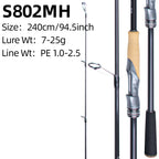 FISHINGFANS Casting Spinning Fishing Rod 2.4m 2.7m 3.0m Carbon Fiber Rod Pole 18-60g Lure weight M MH H Power Fishing Rod