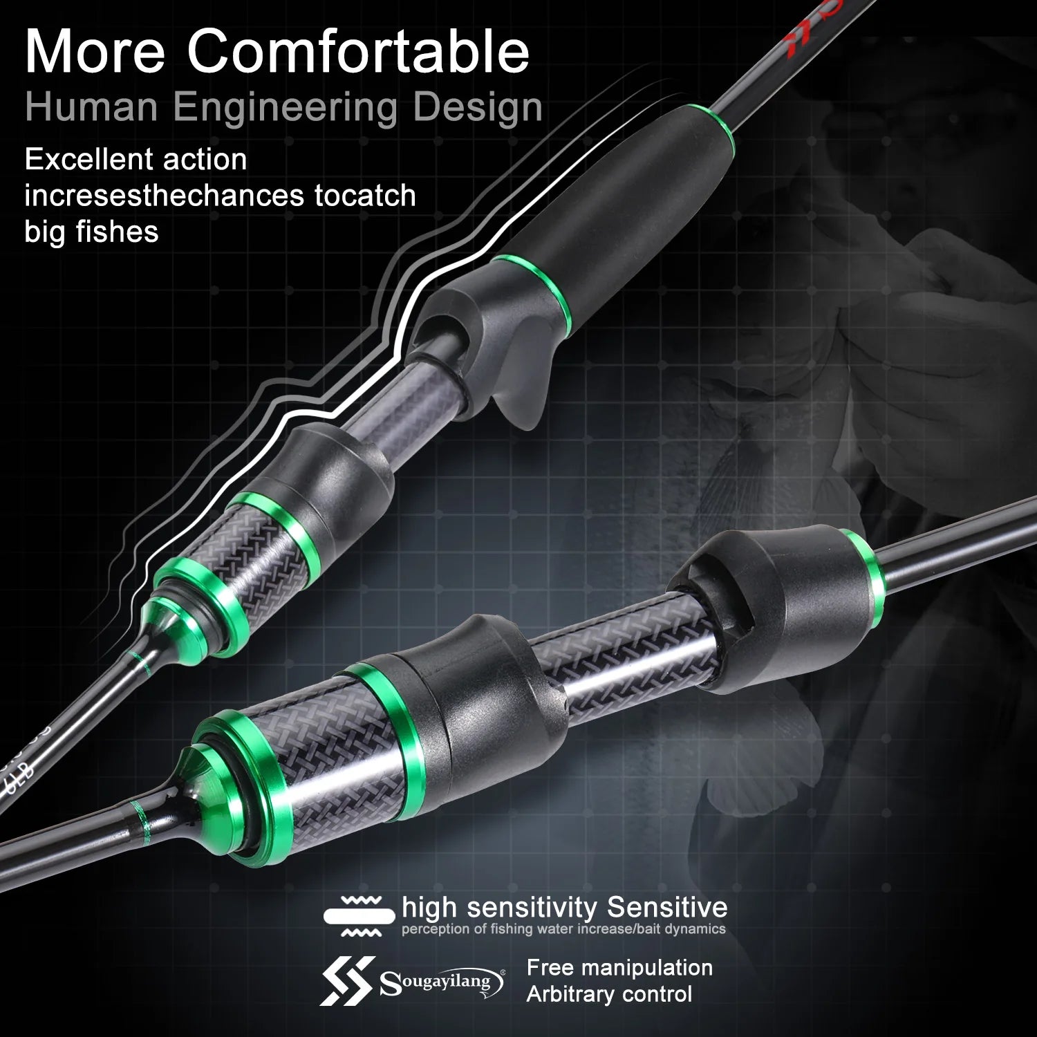 Sougayilang Professional Fishing Rod with Ultra Light and High Carbon Material EVA Comfortable Grip Enjoying the Fun of Fishing