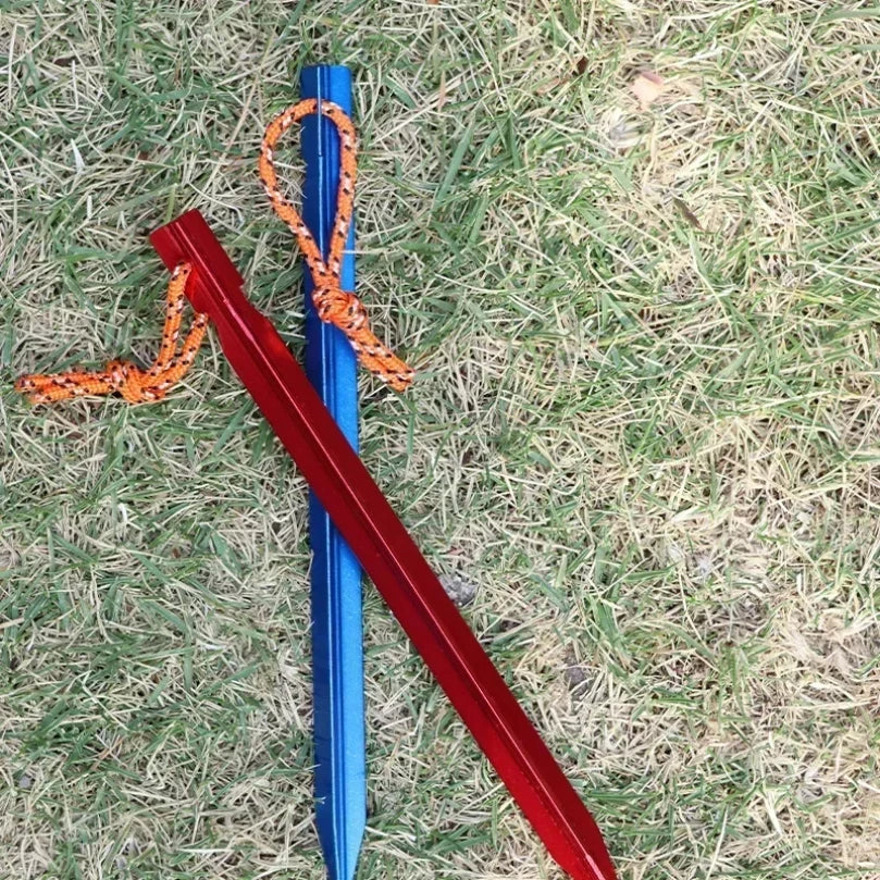 10pcs 18cm Tent Pegs Aluminum Tent Stake Ground Nails with Reflective Rope Outdoor Camping Hiking Equipment Tent Accessories