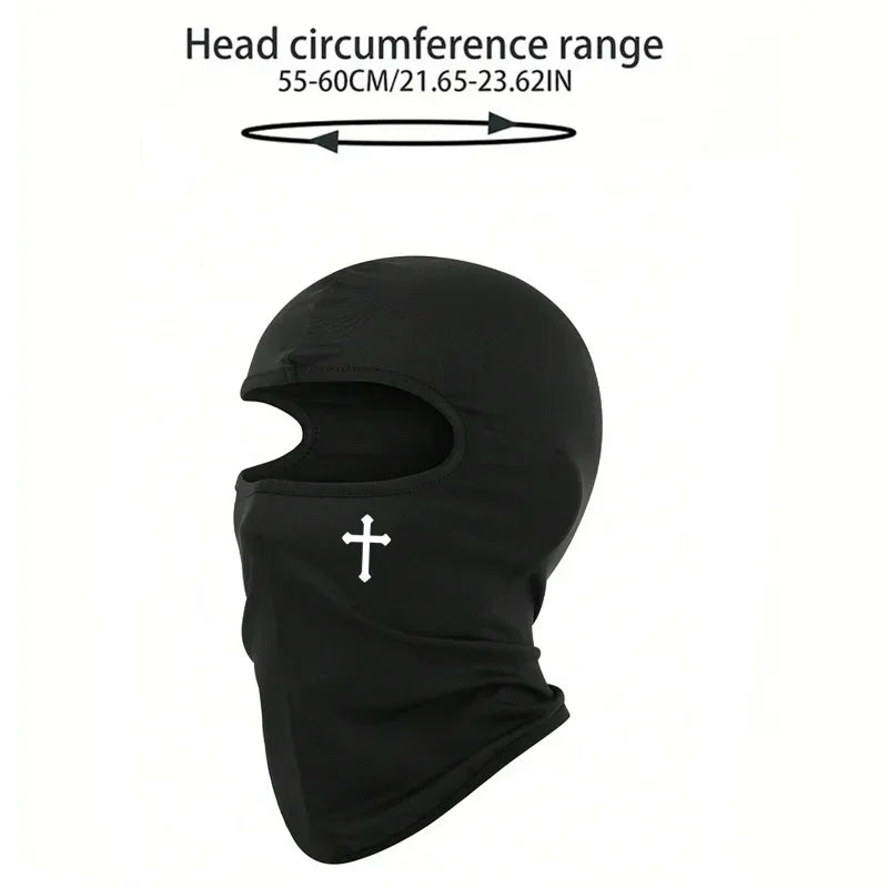 Breathable Black Cross Balaclava Caps for Men Face Ski Mask Beanie Four Seasons Bicycle Hiking Outdoor Sports Tool Bonnet