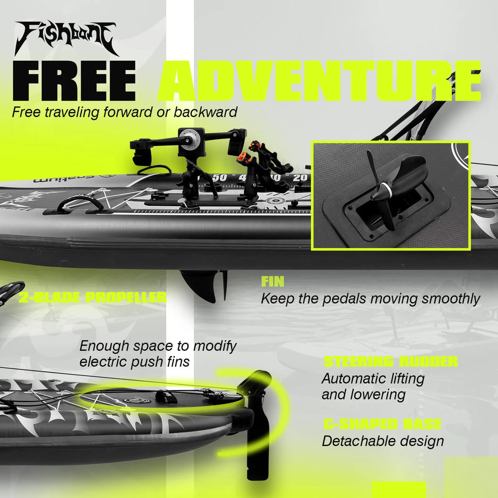 Spatium Fishing Kayak Boat Pedal Drive Sit on Top Pedal Drive Kayak Power System Orientation System, 11'*48"*6",Capacity 660LBS