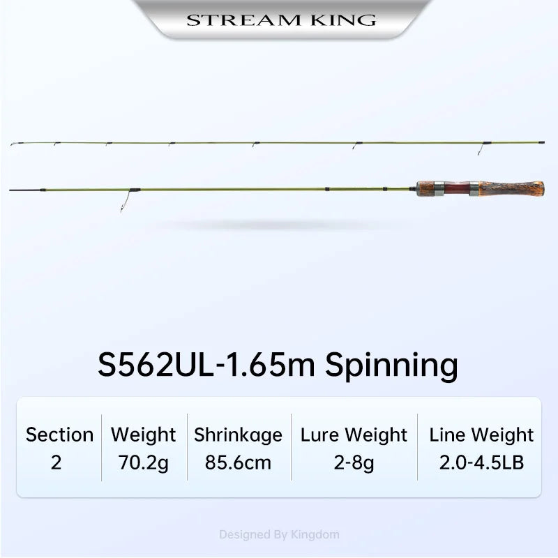 STREAM KING  Spinning Fishing Rod  61.9g Ultralight Casting Carbon Rods MF Action UL L power  Fishing Tackle Travel Rod