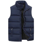 Mens Vest Jacket Warm Sleeveless Jackets Winter Waterproof Zipper Coat Autumn Stand-up Collar